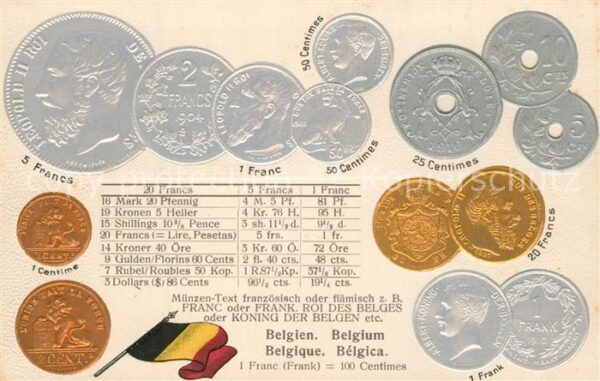 M?nze auf Ak Belgien Belgique