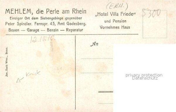 Mehlem Bonn Siebengebirge Hotel Villa Friede Pension Vornehmes Haus – Bild 2