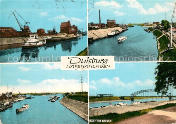 Duisburg Ruhr Hafenanlagen Ruhr mit Bruecke