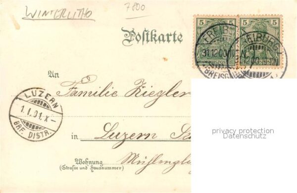 Winterlitho Neujahr Freiburg im Breisgau Kaiserstrasse M?nster Schwabentor – Bild 2