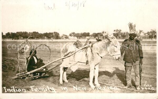 Indianer Native American Indian Family New Mexico Esel