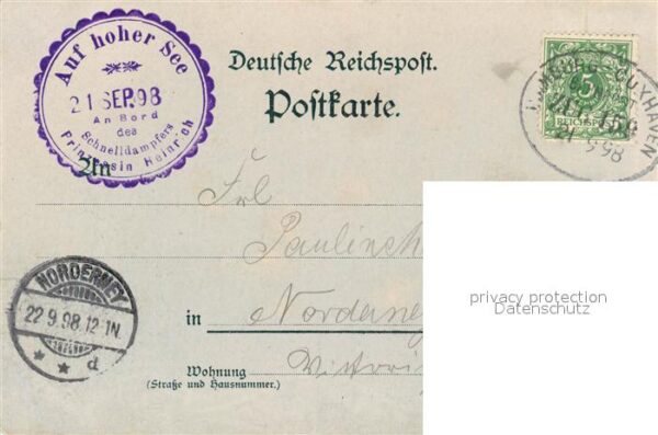 Dampfer Seitenrad Prinzessin Heinrich Nordsee-Linie Litho – Bild 2