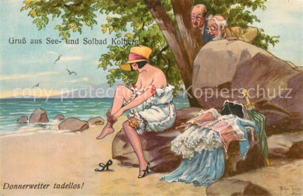 Thiele Arthur Frau Bademode Humor Bad Colberg