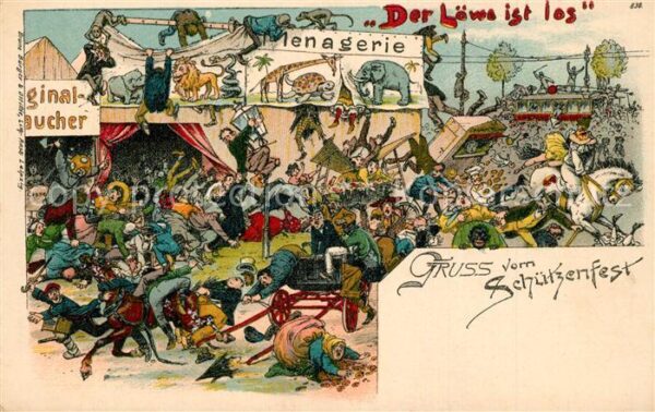 Schuetzenfest Menagerie L?we Litho