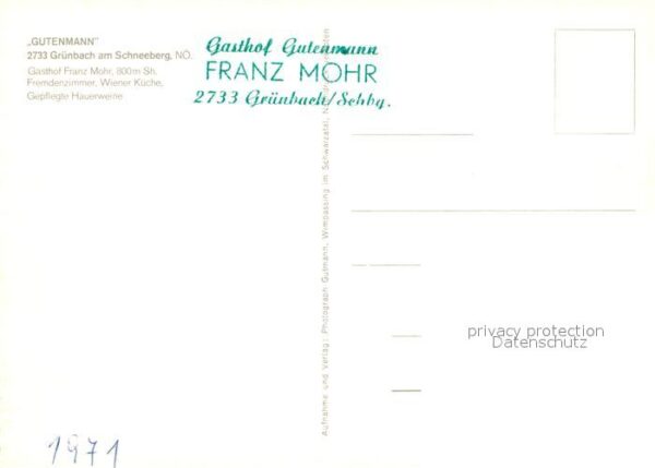 Gruenbach Schneeberg Gutenmann Gasthaus Franz Mohr – Bild 2