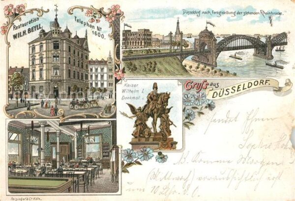 Duesseldorf Restauration Wilh Beyll Rheinbruecke Kaiser Wilhelm I Denkmal