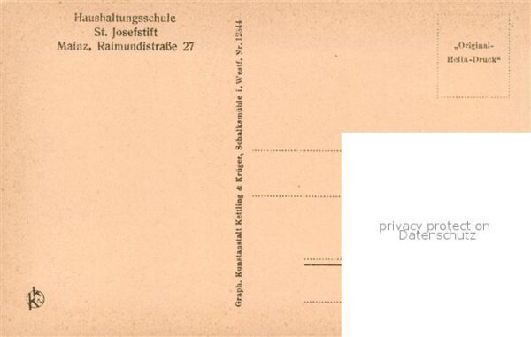 Mainz Rhein Haushaltungsschule St Josefstift Speisehalle mit Gaertchen – Bild 2