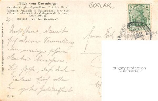Goslar Blick vom Kattenberge Aquarell Vor dem Gewitter – Bild 2