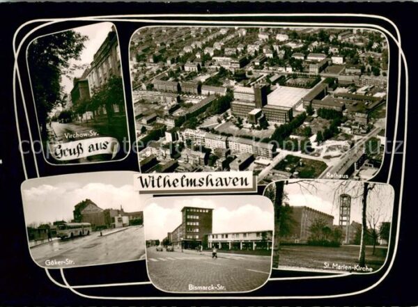 Wilhelmshaven Rathaus Fliegeraufnahme Strassenpartien St. Marien Kirche