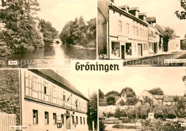 Groeningen Oschersleben Strasse der Freundschaft Park Rat der Stadt Fluss Bode