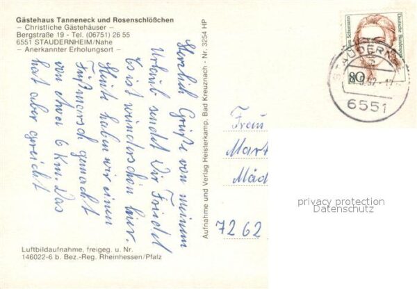 Staudernheim Gaestehaus Tanneneck und Rosenschloesschen Fliegeraufnahme – Bild 2