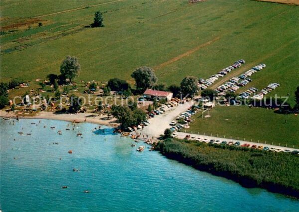 Moos Bodensee Strandbad mit Sportanlagen Fliegeraufnahme