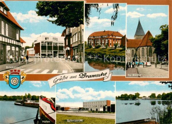Bramsche Hase Brueckenort Rathaus Ev Kirche Hafen Gymnasium Darnsee