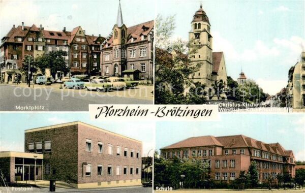 Broetzingen Marktplatz Christus Kirche Postamt Schule