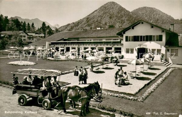 Ruhpolding Kurhaus Ruhpolding Terrasse Pferdewagen