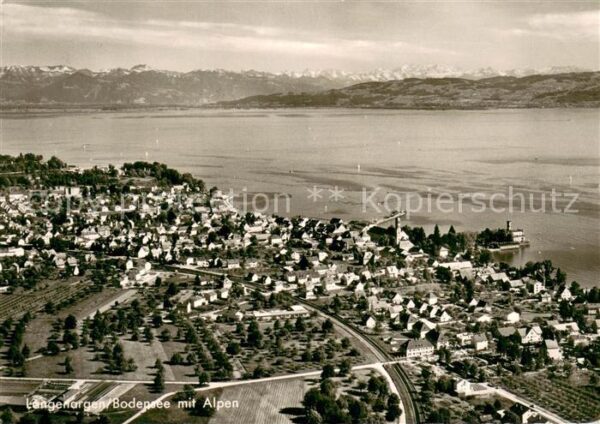 Langenargen Bodensee Fliegeraufnahme mit Alpen
