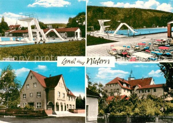 Niefern Freibad Sprungturm Rathaus Niefersburg