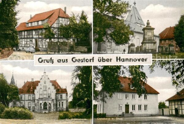 Bennigsen Gasthaus Zum halben Mond Kirche und Ehrenmal Ev Altersheim Gutshaus vo