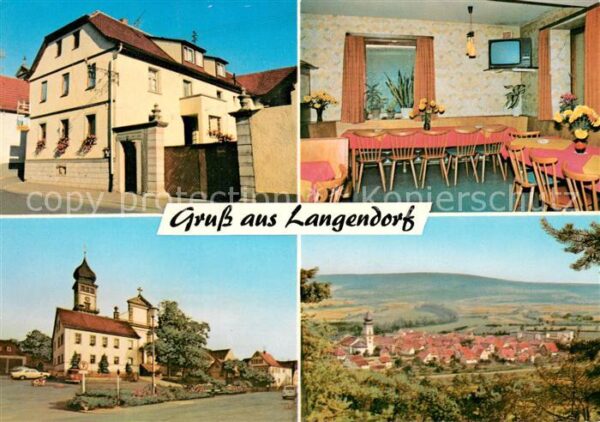 Langendorf Unterfranken Gasthaus zum Adler Gaststube Kirche Panorama