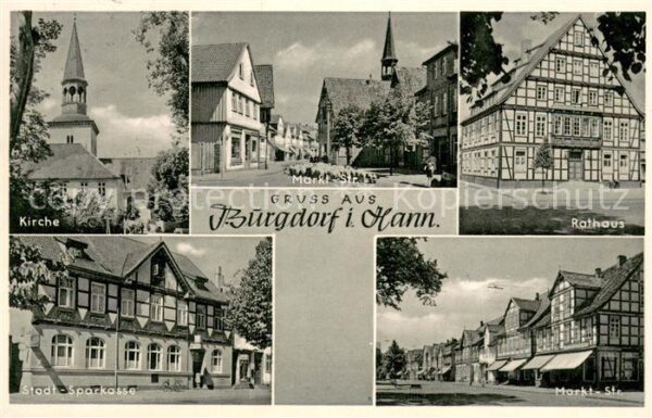 Burgdorf Hannover Kirche Markstrasse Fachwerkhaeuser Rathaus Stadtsparkasse