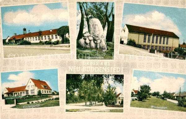 Neu-Bueddenstedt Schule Gedenkstein Aula Kindergarten Wilhelm Raabe Strasse West