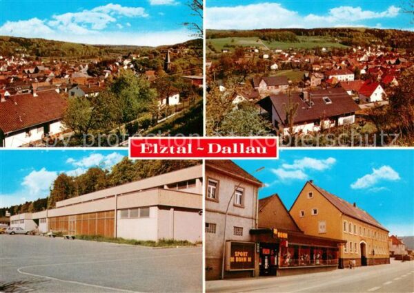 Dallau Panorama Gewerbehalle Sportgeschaeft Strassenpartie