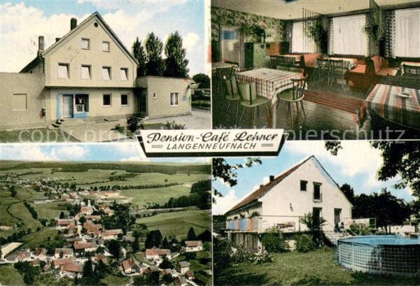 Langenneufnach Pension Cafe Lehner Gaesteraum Swimming Pool Fliegeraufnahme