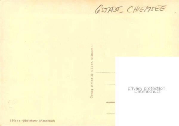 Gstadt Chiemsee Ansicht vom See aus Loeber Photokarte Handdruck – Bild 2
