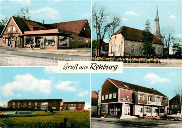 Rehburg-Loccum Dorfansichten Ladengeschaeft Schule Kirche Volksbank