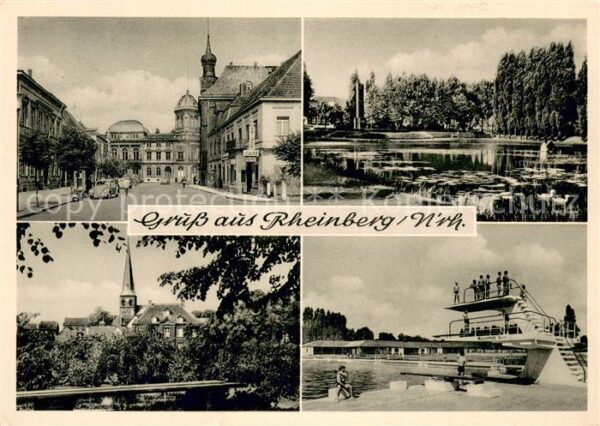 Rheinberg Strassenpartie Schwanenteich Kirche Schwimmbad