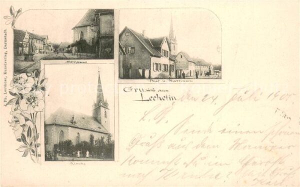 Leeheim Gross-Gerau Strasse Post und Rathaus Kirche