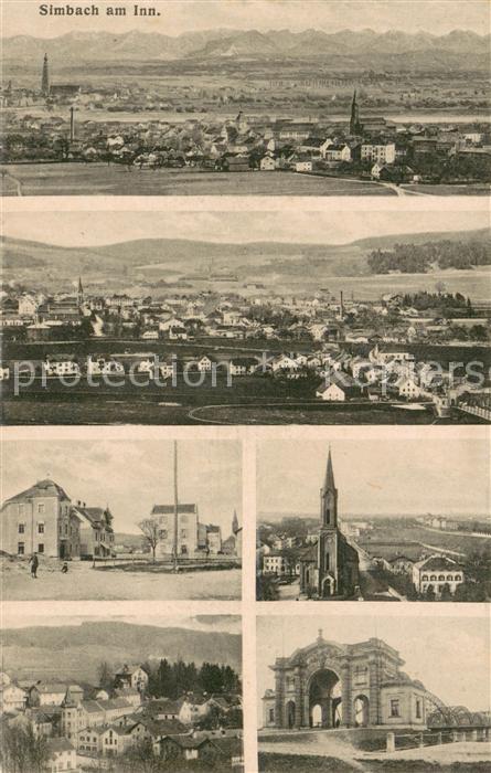 Simbach Inn Panorama Teilansichten Kirche