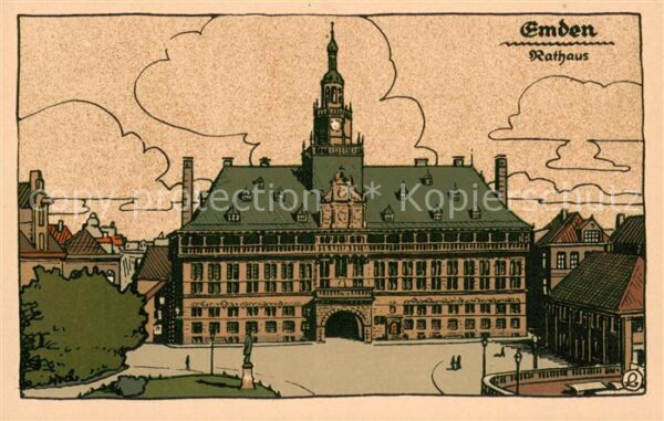 Emden  Ostfriesland Rathaus Kuenstlerkarte