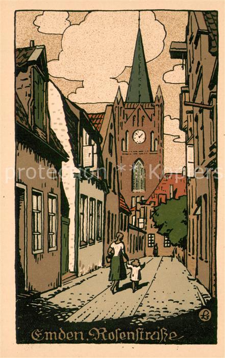Emden  Ostfriesland Rosenstrasse Kuenstlerkarte