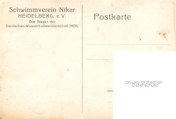 Heidelberg Neckar Schwimmverein Nikar Sieger der Dt Wasserballmeisterschaft 1920 – Bild 2