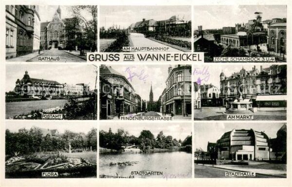 Wanne-Eickel Rathaus Hauptbahnhof Zeche Schamrock Postamt Hindenburgstr Markt Fl