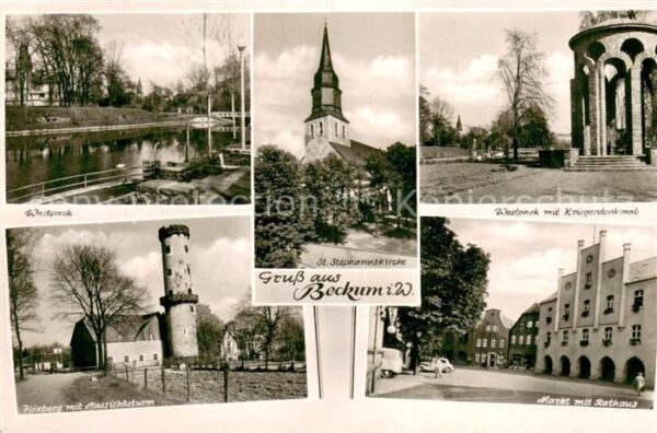 Beckum Westfalen Westpark St Stephanskirche Kriegerdenkmal Hoexberg mit Aussicht