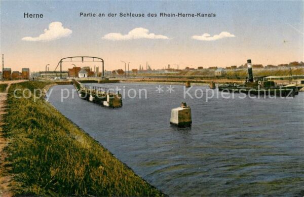 Herne Westfalen Partie an der Schleuse des Rhein Herne Kanals
