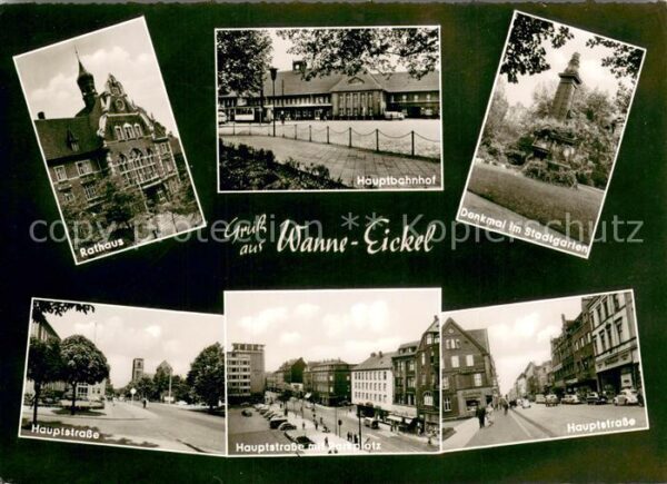 Wanne-Eickel Rathaus Hauptbahnhof Denmal im Stadtgarten Hauptstrasse Details
