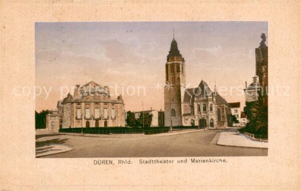 Dueren Rheinland Stadttheater und Marienkirche