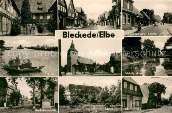 Bleckede Schlosshof Breitestrasse Lauenburger Strasse Hafen Kirche Schlossgraben