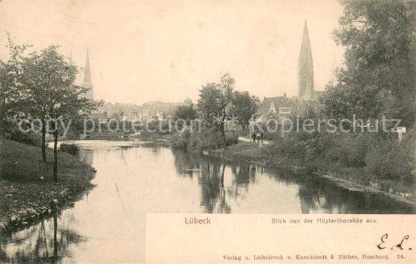 Luebeck Blick von der Huexterthorallee