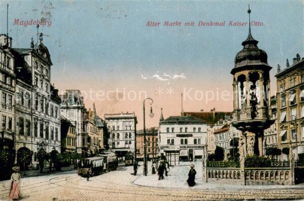 Magdeburg Alter Markt mit Denkmal Kaiser Otto
