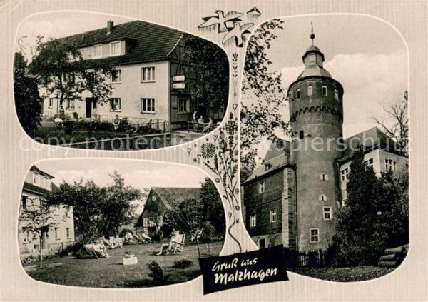 Malzhagen Gaststaette und Pension Hufenbecher Liegewiese Turm