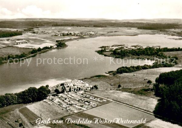 Schmidthahn Fliegeraufnahme mit Haus am See Campingplatz Dreifelder Weiher