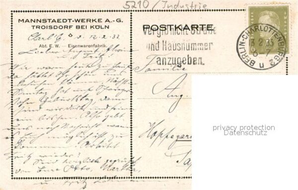Troisdorf Mannstaedt Werke Eisenwaren – Bild 2