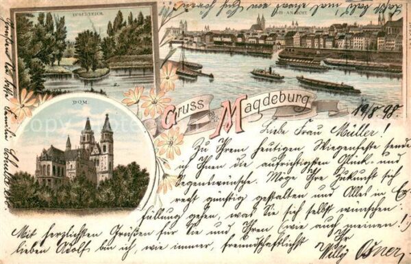Magdeburg Elbe Inselteich Dom Elb Ansicht