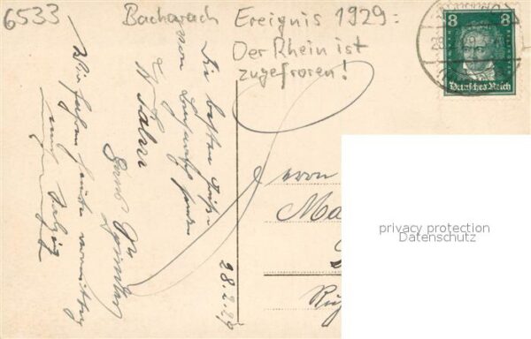 Bacharach Rhein Zugefrorener Rhein 1929 – Bild 2