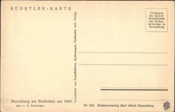 Meersburg Bodensee Bodensee Kuensterkarte E. Emminger – Bild 2