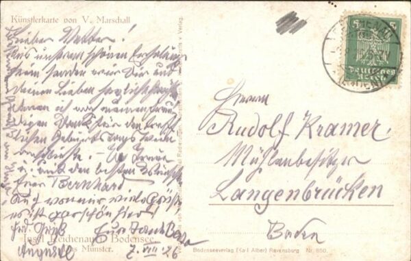Reichenau Bodensee Muenster Kuenstlerkarte V. Marschall – Bild 2